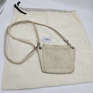 Prune Bovine Leather Full Grain Small Shoulder Bag Purse Cream 5.5x7.5" Travel